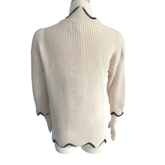 J.O.A Scalloped Edge Knit Cropped 2 Tone 3/4” Sleeve Sweater Top Size Small NEW - Picture 6 of 7